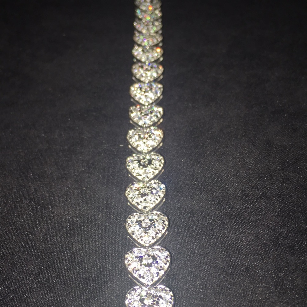 Sterling silver CZ heart bracelet